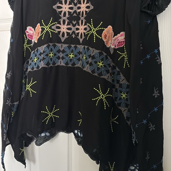 Johnny Was Black and Cream Graphic Embellished Blouse - Picture 5 of 9